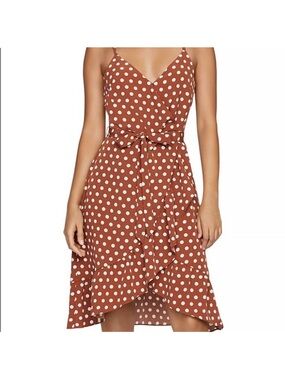 NWT Sanctuary Bianca Rust Polka Dot Wrap Midi Dress